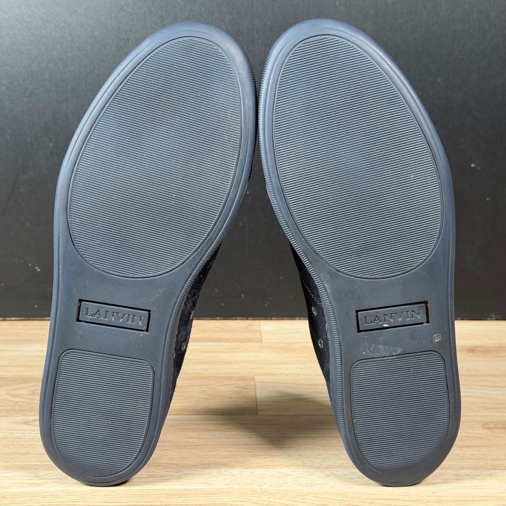 Lanvin DBB1 Sneakers Mens Size 10 Navy Blue Suede Cap Toe Shoes Preppy Portugal - Picture 8 of 10